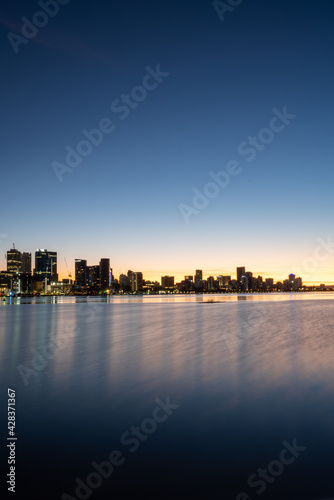 Perth City Skyline At Sunrise. © Michael