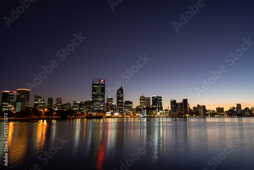 Perth City Skyline At Sunrise. © Michael