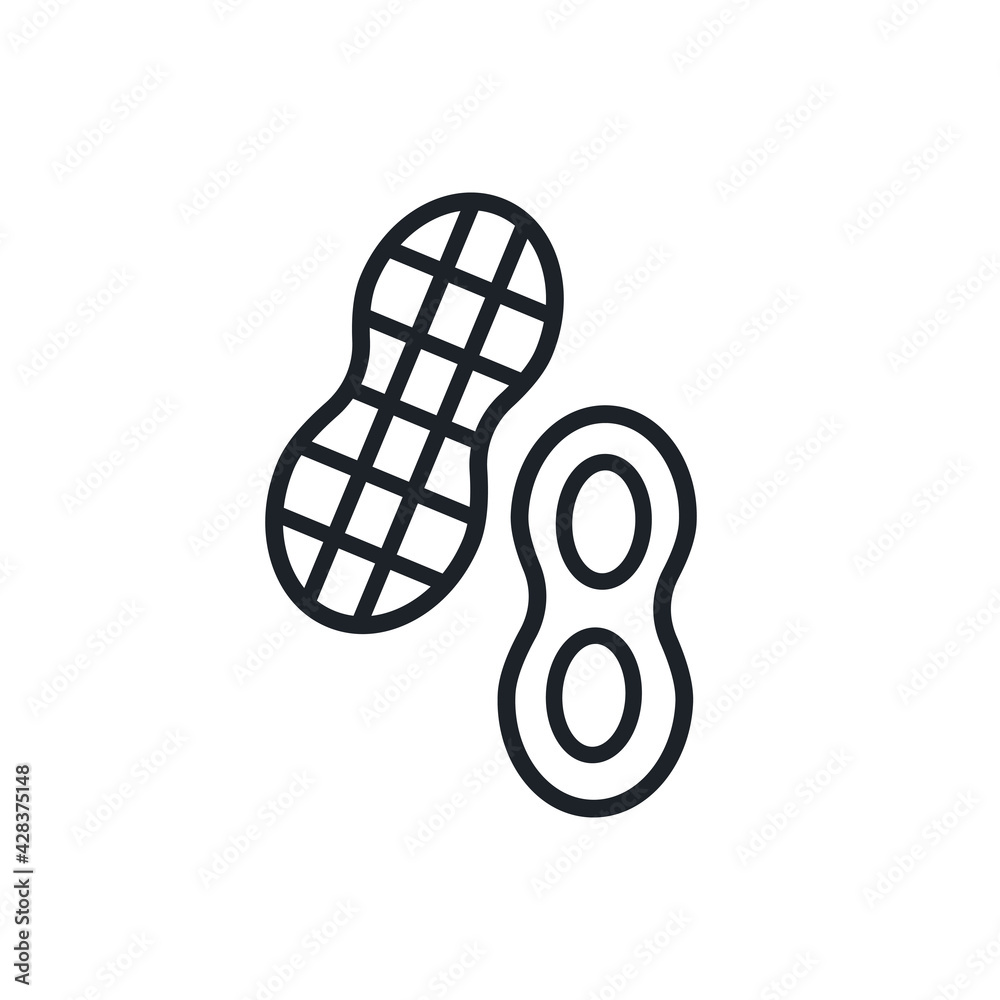 Peanuts icon. Vector linear icon, contour, shape, outline isolated on a white background. Thin line. Modern design. Nuts Peanuts icon. Vector linear icon, contour, shape, outline isolated on a white background. Thin line. Modern design. Nuts