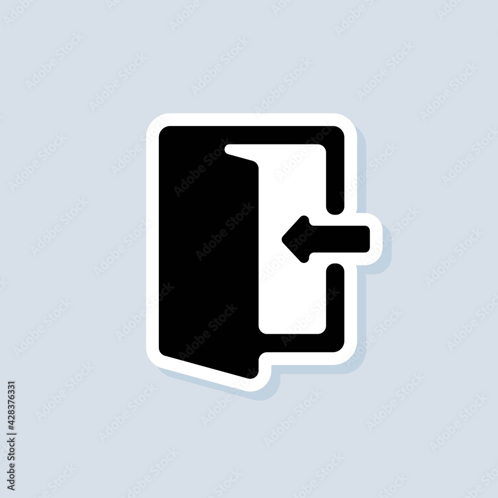Exit and entrance sticker. Exit icon. Vector. UI icon. Contoured open door with an arrow. Vector on isolated background. EPS 10 Exit and entrance sticker. Exit icon. Vector. UI icon. Contoured open door with an arrow. Vector on isolated background. EPS 10