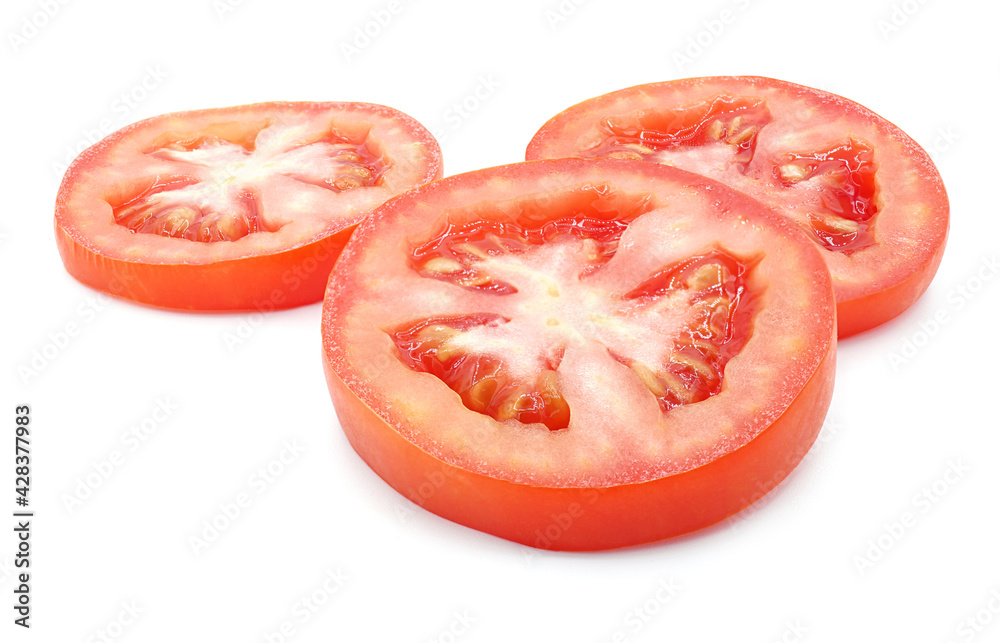 Fresh red tomato slice, Isolated on white background