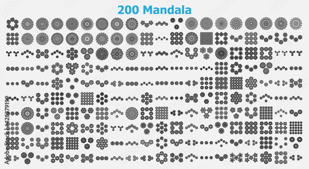 various mandala collections - 200. Ethnic Mandala ornament. Round pattern set. various mandala collections - 200. Ethnic Mandala ornament. Round pattern set.