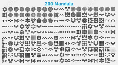 various mandala collections - 200. Ethnic Mandala ornament. Round pattern set.