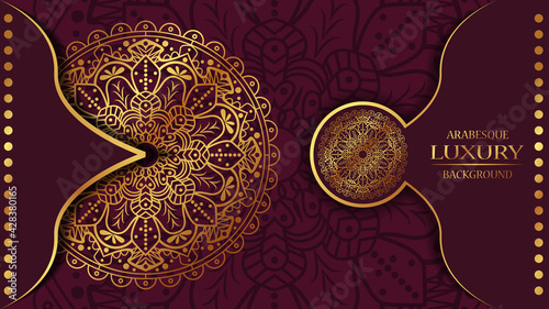 luxury ornamental mandala design background in gold color. ornament elegant invitation wedding card , invite ,Arabesque Pattern, Islamic, backdrop cover banner illustration vector design
