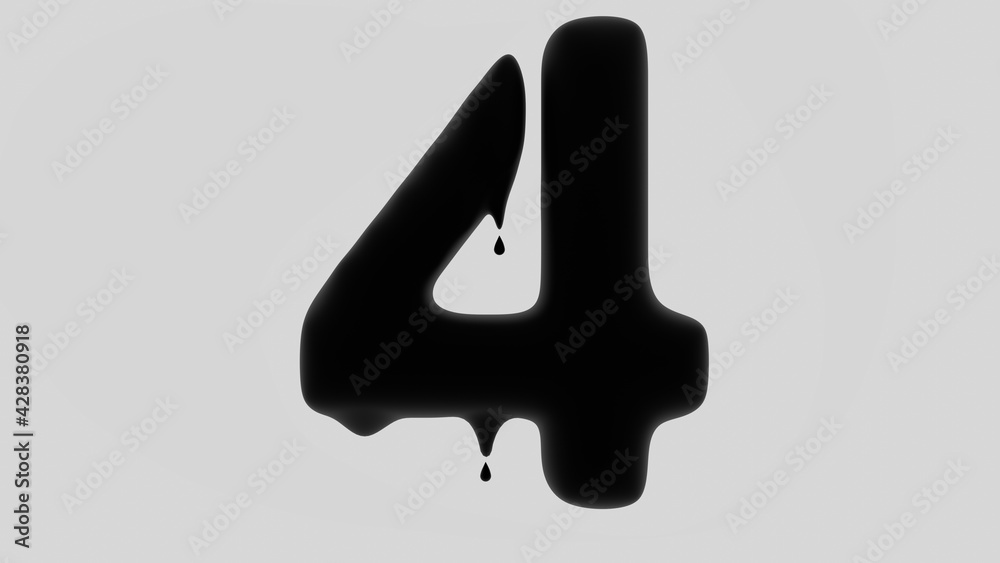 3d illustration. Number 4 is black on a white background 3d illustration. Number 4 is black on a white background