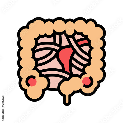 intestinal obstruction disease color icon vector. intestinal obstruction disease sign. isolated symbol illustration
