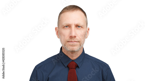Serious man portrait isolated over white background