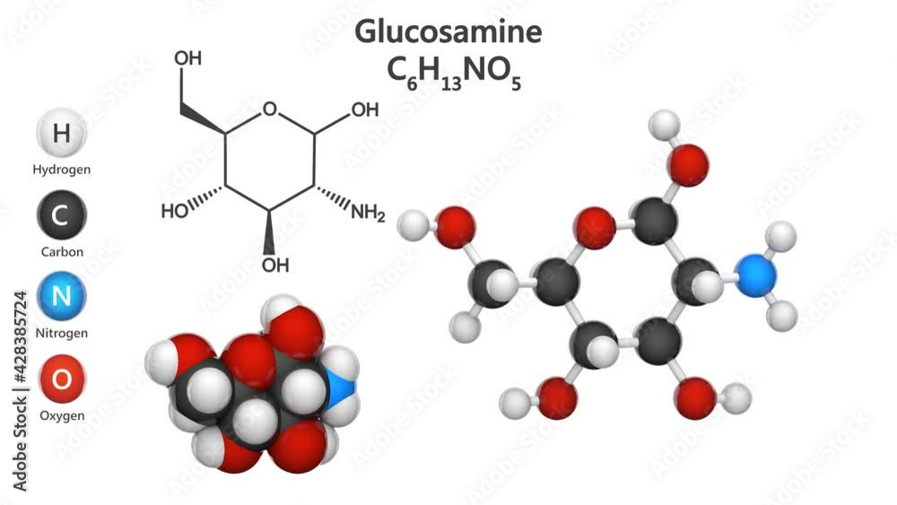 Vidéo Stock Glucosamine (C6H13NO5) is an amino sugar. treatment for