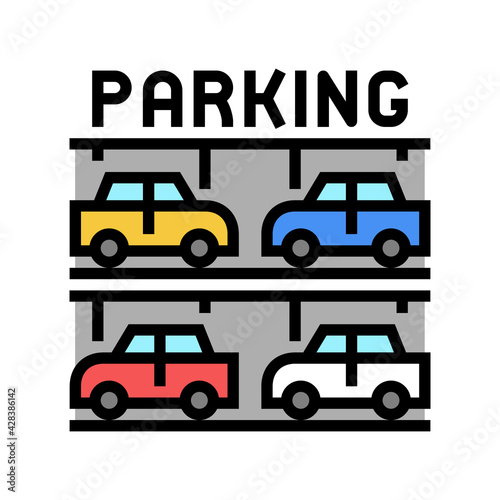multilevel parking color icon vector. multilevel parking sign. isolated symbol illustration