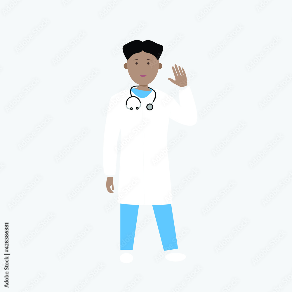 Vector illustration of a smiling afroamerican doctor
