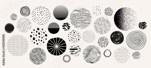 Set of hand drawn doodle circles, textures for your design.