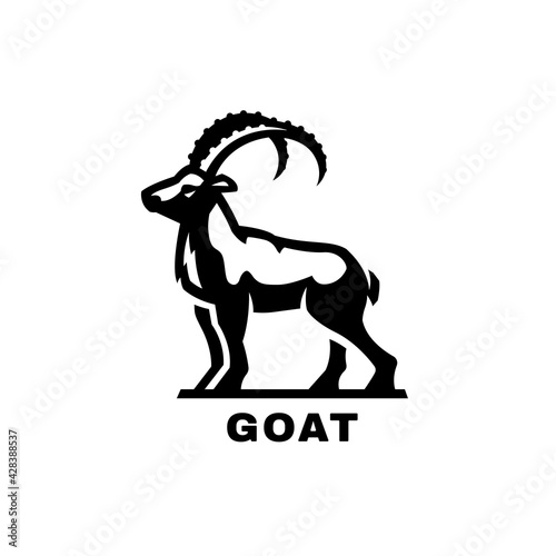 Goat symbol, logo. Black White style Vector illustration