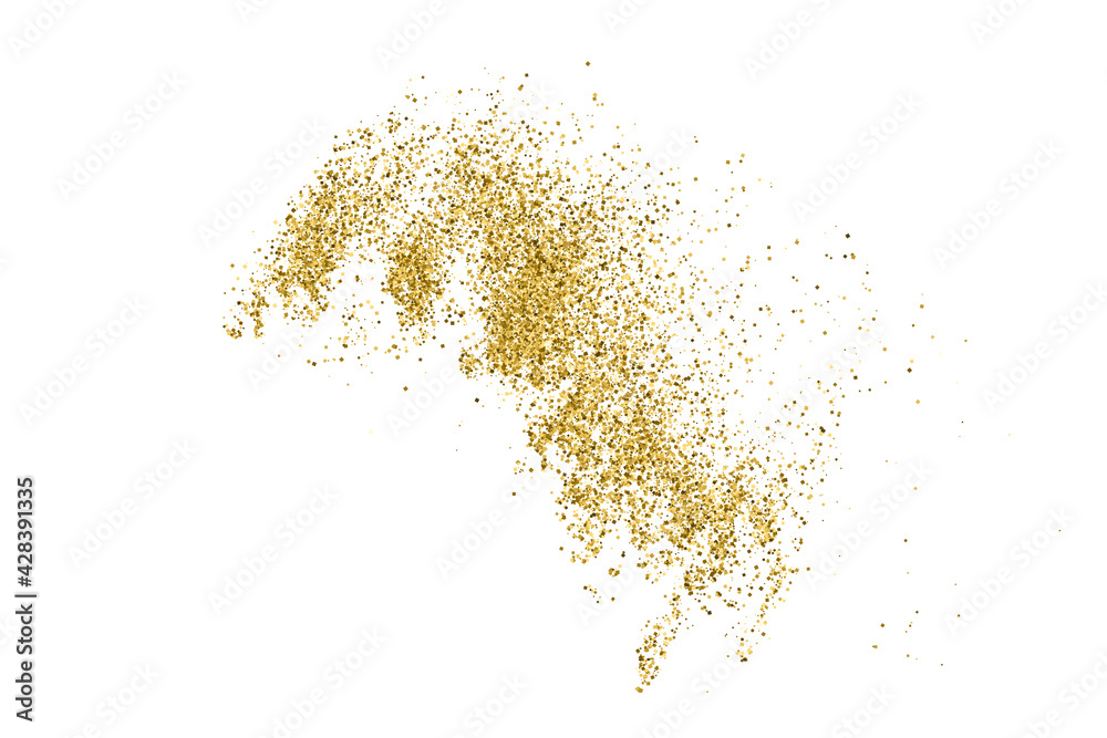 Gold Glitter Texture Isolated On White. Amber Particles Color. Celebratory Background. Golden Explosion Of Confetti. Vector Illustration, Eps 10.