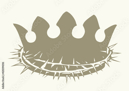 Precious golden crown with thorns. Vector drawing