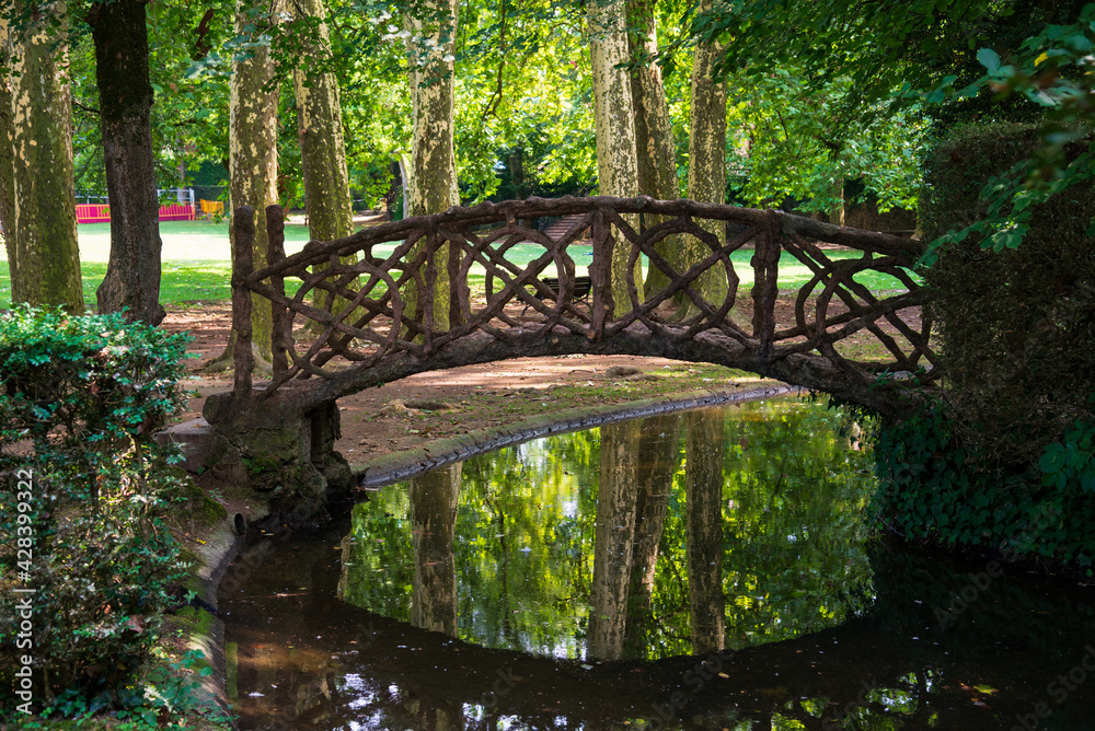 Beautiful park in city Olot. Garrotxa province, Spain Beautiful park in city Olot. Garrotxa province, Spain
