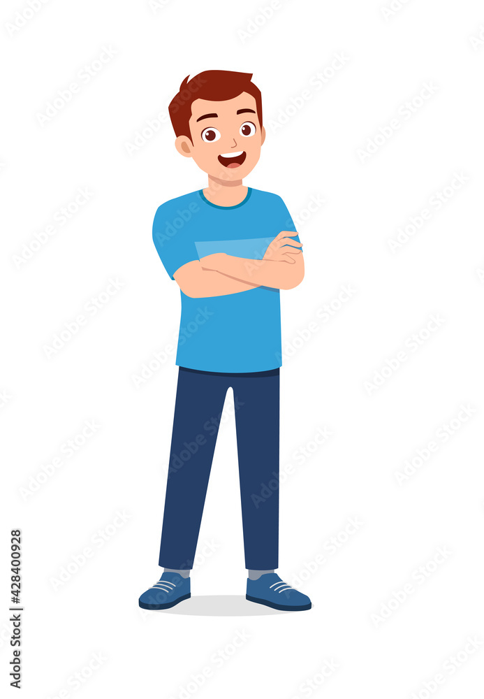 young good looking man doing arm crossed pose with confident