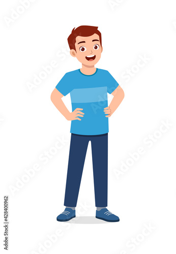 young good looking man doing arm on hip pose with confident
