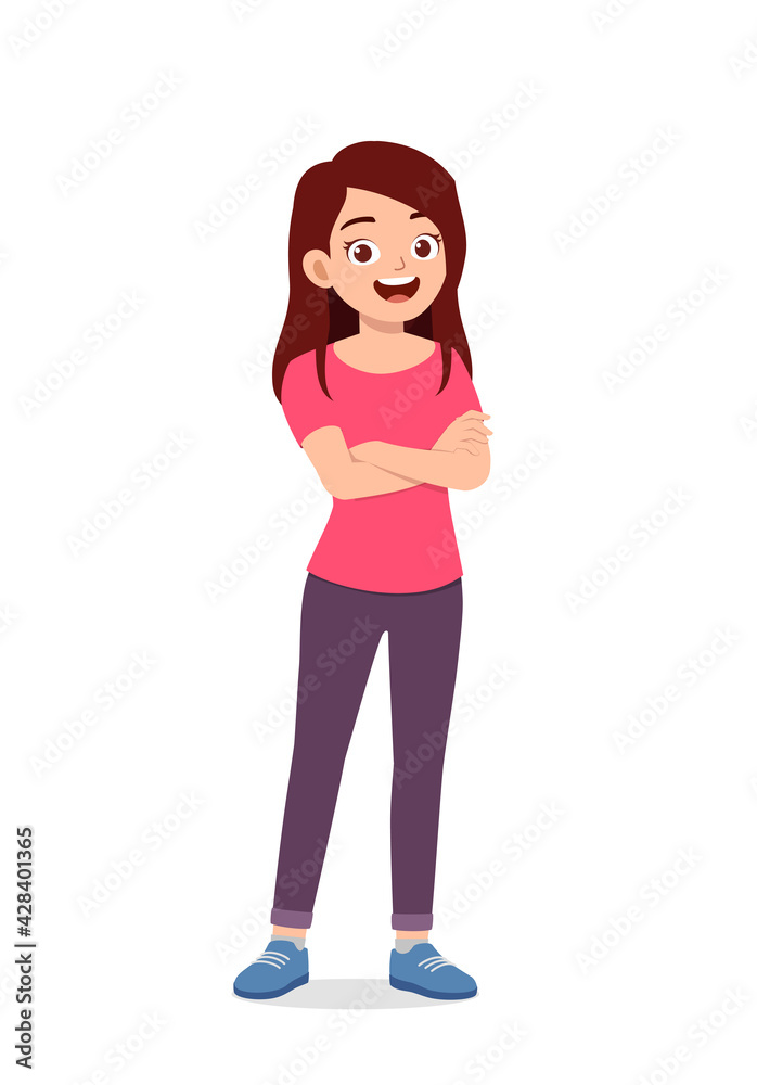 young good looking woman doing arm crossed pose with confident young good looking woman doing arm crossed pose with confident
