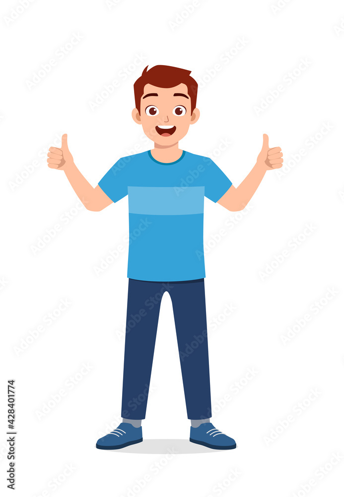 young good looking man doing thumb up pose