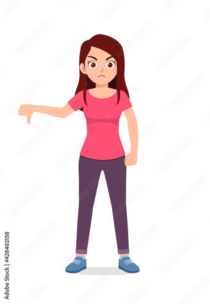 young good looking woman doing thumb down pose young good looking woman doing thumb down pose