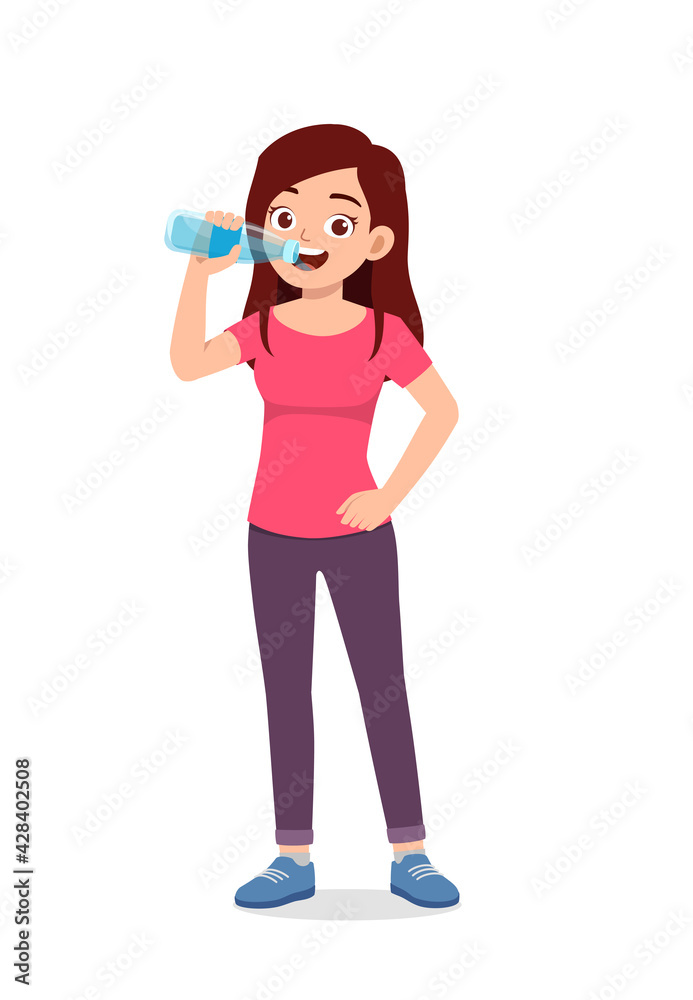 young good looking woman drink water on bottle young good looking woman drink water on bottle
