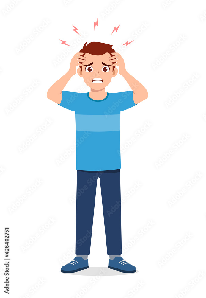 young good looking man feel headache and pain young good looking man feel headache and pain