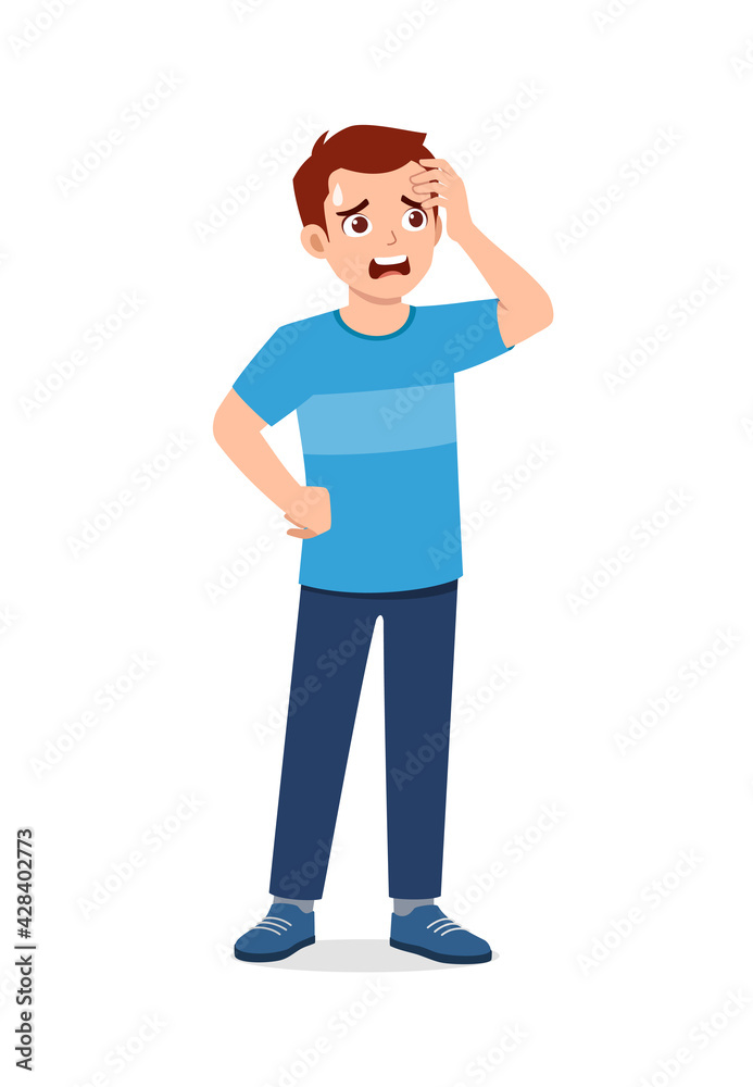 young good looking man feel headache and pain young good looking man feel headache and pain