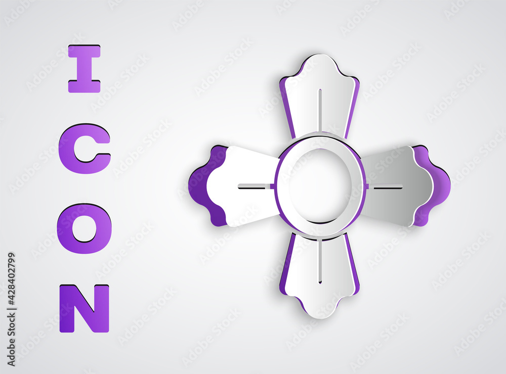 Paper cut Firefighter icon isolated on grey background. Paper art style. Vector