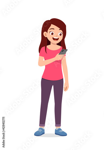 young good looking woman using modern smartphone
