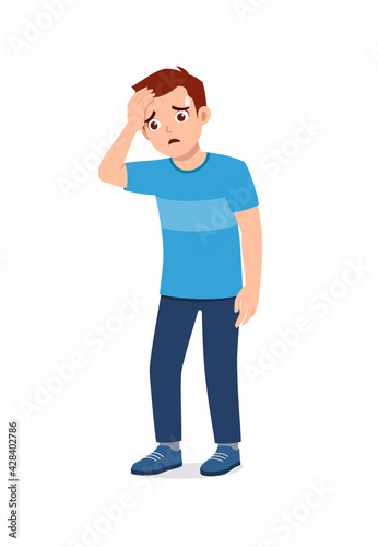 young good looking man feel headache and pain