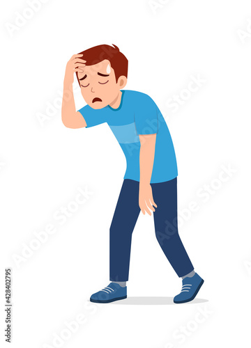 young good looking man feeling tired and sick