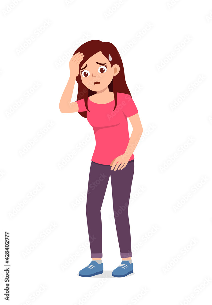 young good looking woman feel headache and pain young good looking woman feel headache and pain