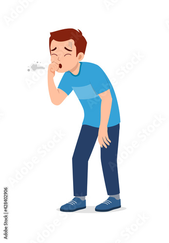 young good looking man feel sick and cough