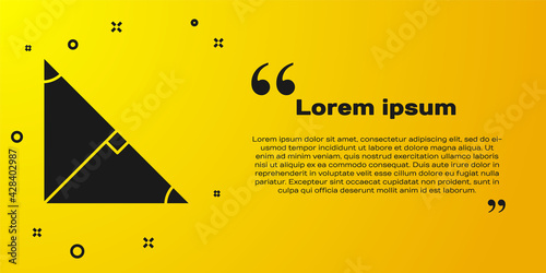 Black Angle bisector of a triangle icon isolated on yellow background. Vector