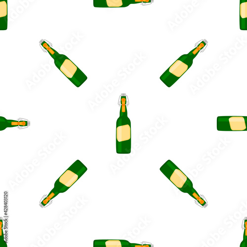 Illustration on theme seamless beer glass bottles with lid for brewery
