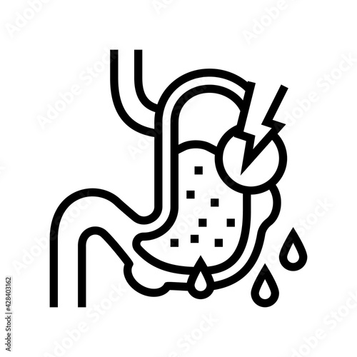 leaks in gastrointestinal system line icon vector. leaks in gastrointestinal system sign. isolated contour symbol black illustration