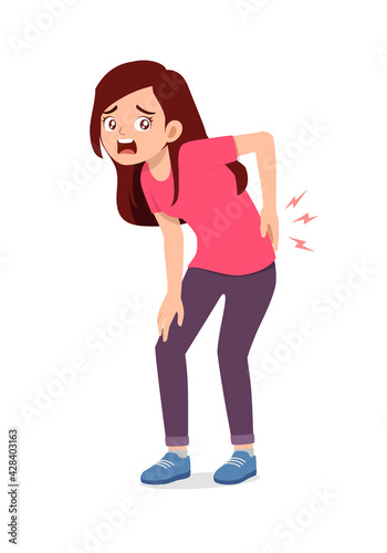 young good looking woman feel low back pain
