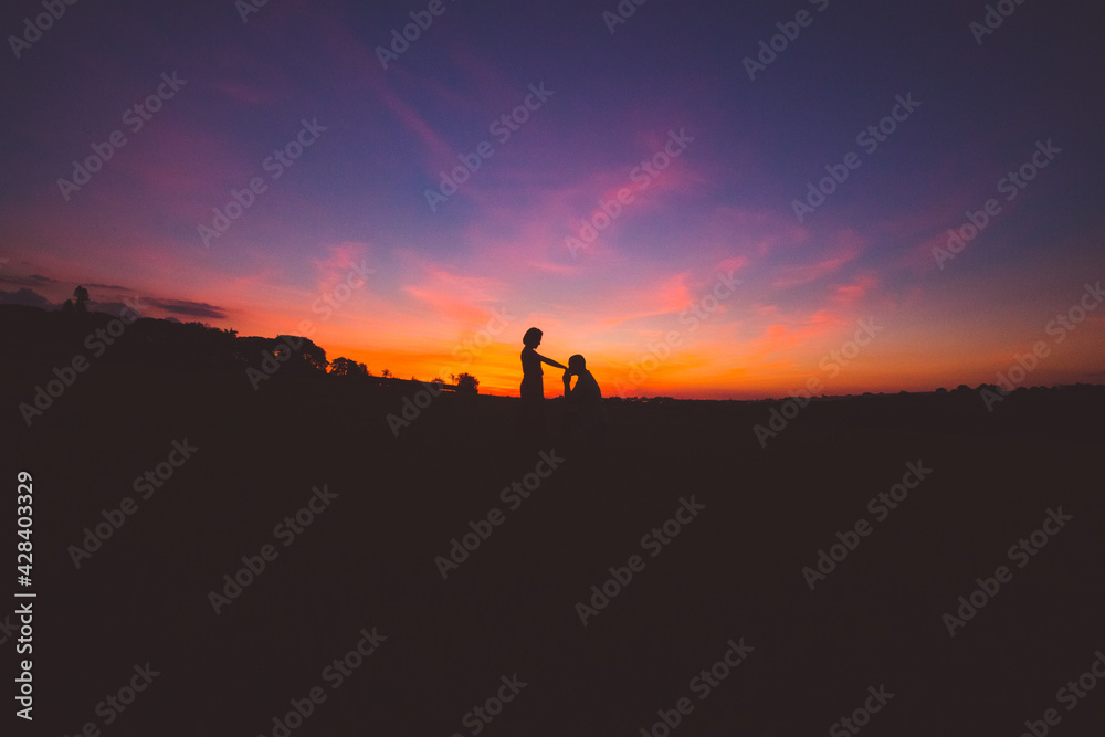 surprise marriage proposal at sunset 