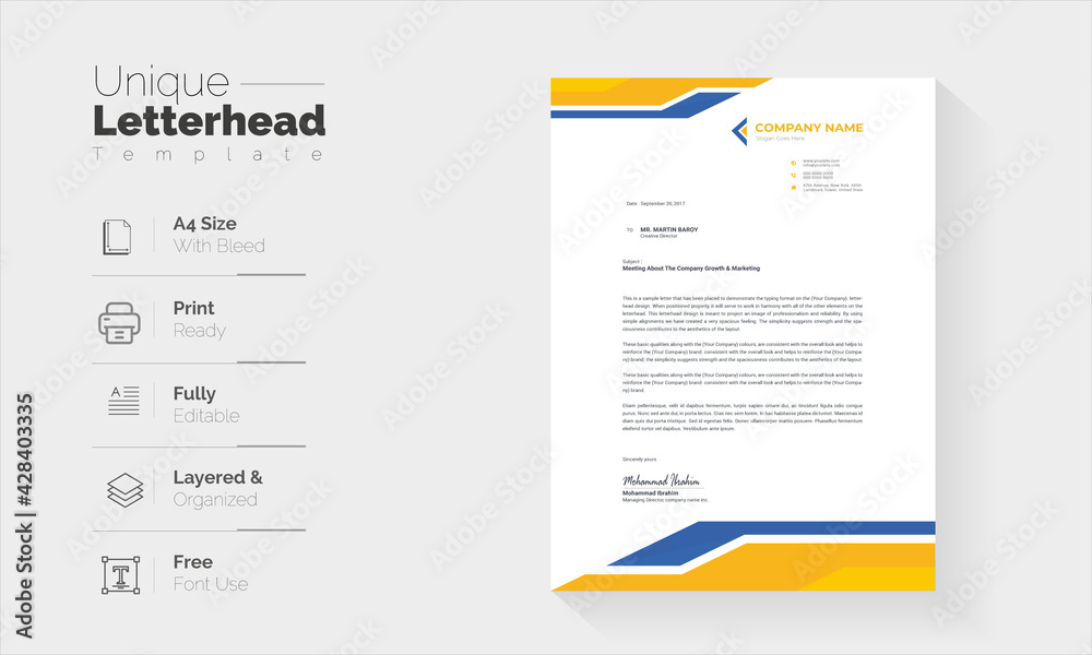 Fototapeta premium Unique Letterhead for Print