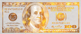 golden textured 100 US dollar banknote