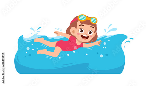 Obraz na plátně cute little kid girl swim under water on summer holiday