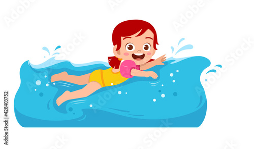 cute little kid girl swim under water on summer holiday