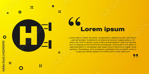 Black Hospital signboard icon isolated on yellow background. Vector