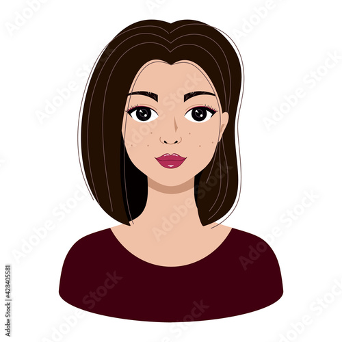 A beautiful girl with a fashionable hairstyle and makeup. Vector illustration on the theme of beauty and fashion.