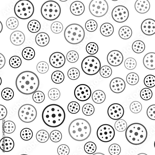 Black Sewing button for clothes icon isolated seamless pattern on white background. Clothing button. Vector