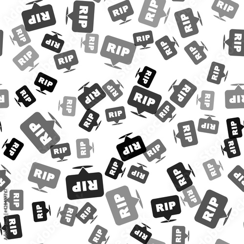 Black Speech bubble rip death icon isolated seamless pattern on white background. Vector