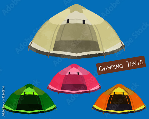 Set Of Colorful Outdoor Camping Tents