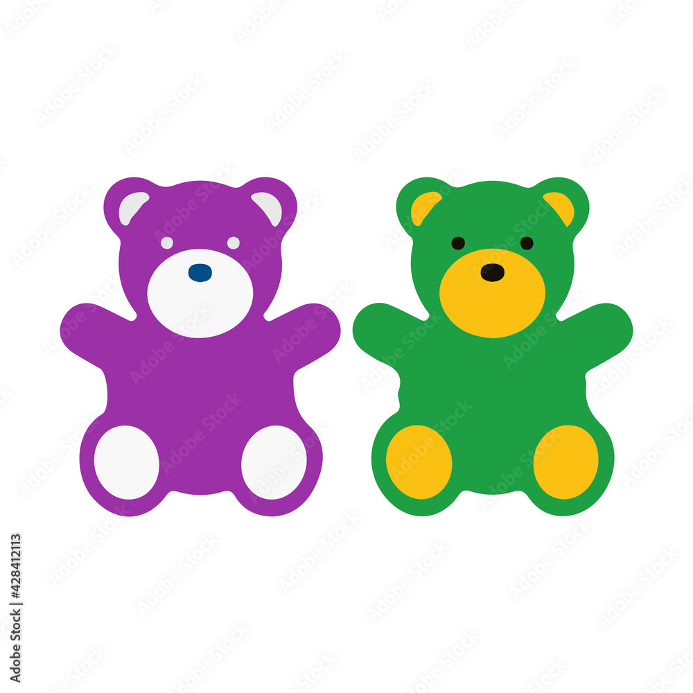 Two Teddy Bears Icon Flat Illustration Icon for Web Design On White Background Two Teddy Bears Icon Flat Illustration Icon for Web Design On White Background