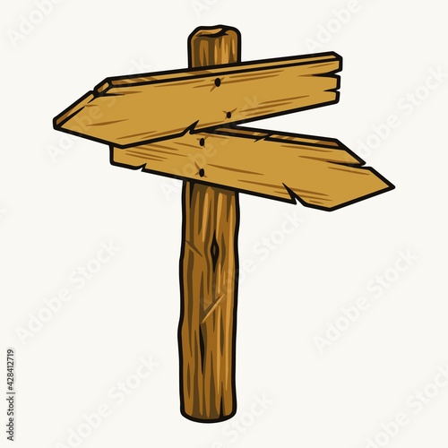 Wooden arrow signboard colorful template
