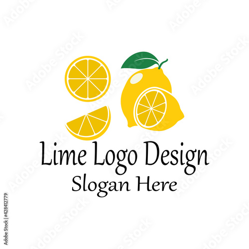 fresh lemon lime logo vector template icon